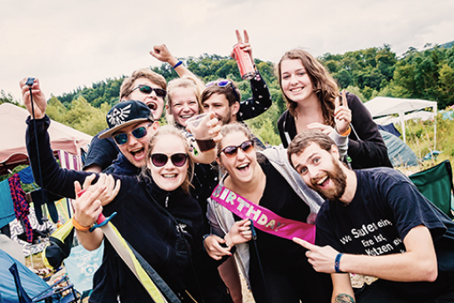 Geburtstagsparty auf dem Festival